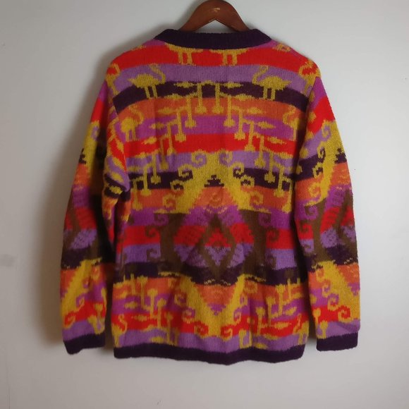 Luxuriously super soft Italian Mohair Wool blend Jacquard Sweater, Italian sz 48 - Picture 3 of 9